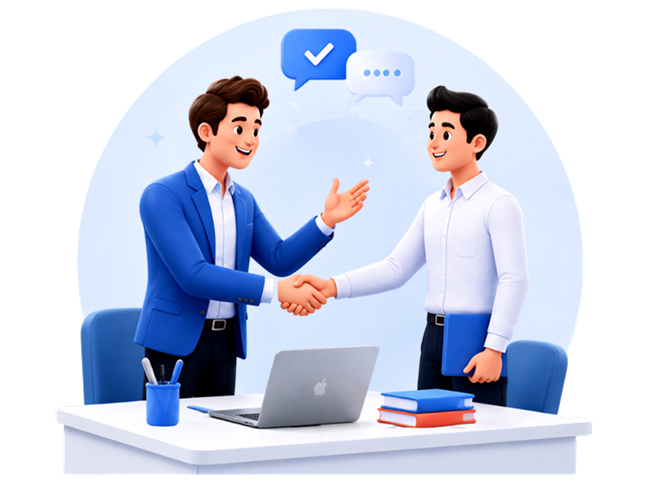 Two candidates completing a successful interview preparation session