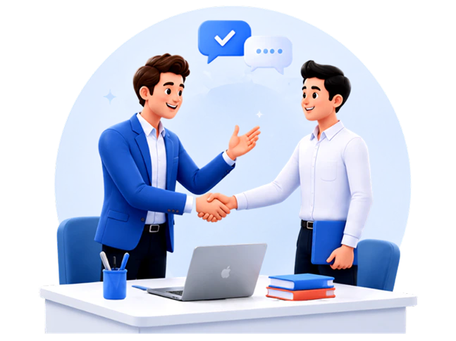 Two candidates completing a successful interview preparation session
