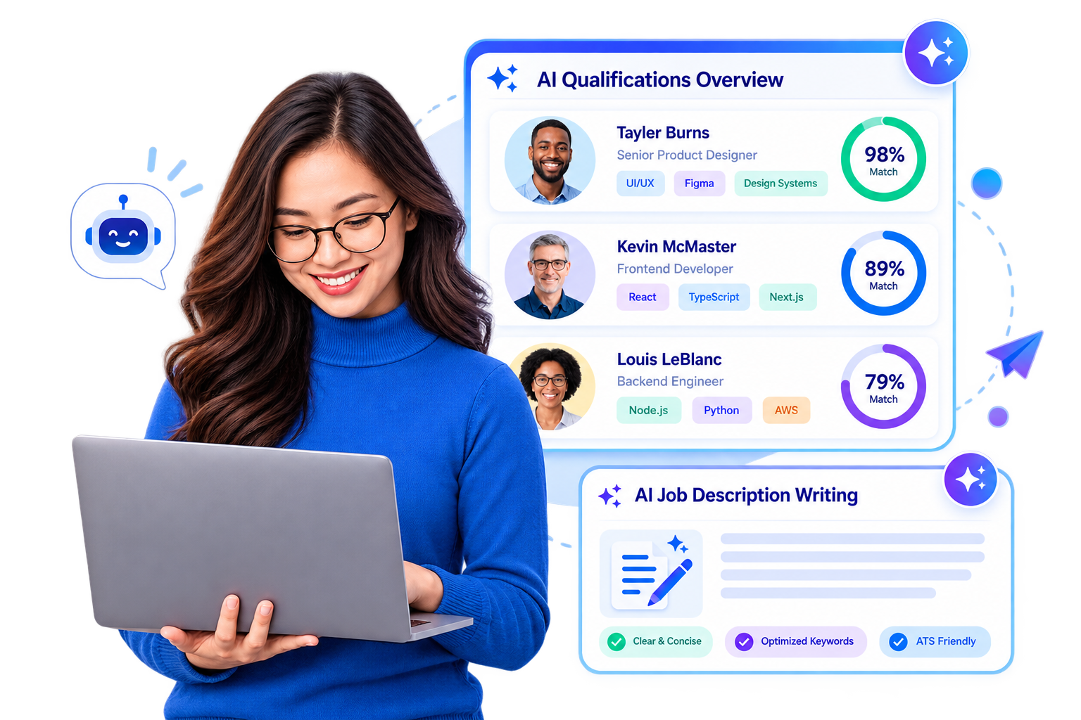 Candidate using AI qualification insights and interview preparation feedback