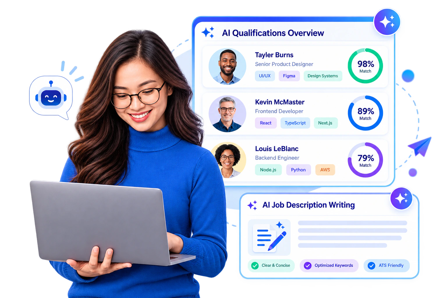 Candidate using AI qualification insights and interview preparation feedback